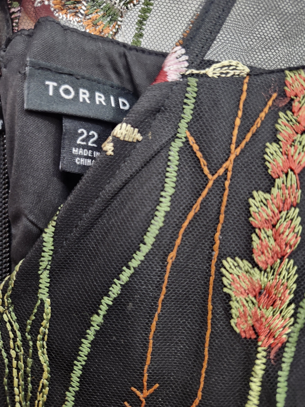 Torrid Black Floral Embroidered Mesh Maxi Dress, 22 = 3X - Picture 3 of 7